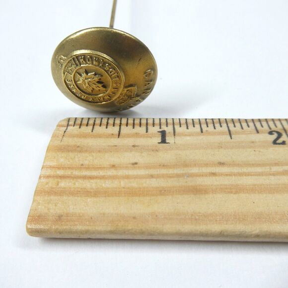 Canada Military Brass Button Hatpin Vintage 8" Stick Pin Canadian - Picture 7 of 7